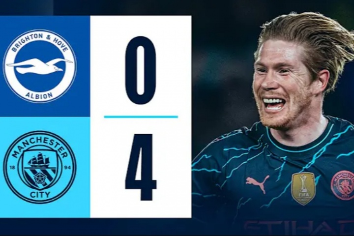 能否再现？24年英超，福登双响德布劳内破门，曼城4-0大胜布莱顿