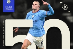 哈兰德是历史第10位欧冠50球球员，萨尔茨堡8球多特15球曼城27球